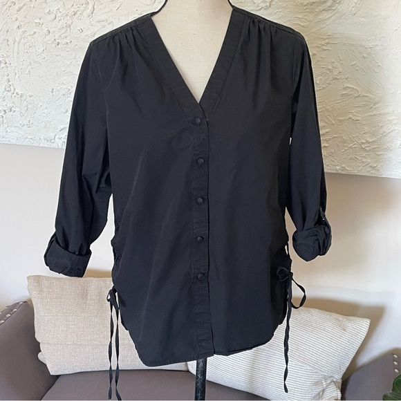Anthropologie x Mare Mare Henrietta Lace Up Button up Tunic Top Black Size XS - Picture 2 of 11